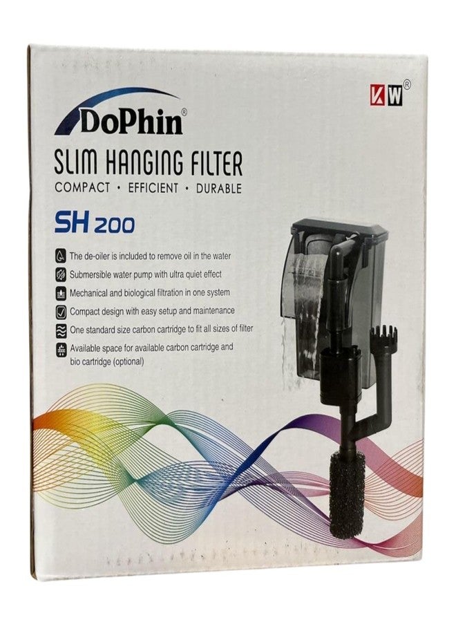 TUNAI Dophin SH200 Slim Hanging Filter for Aquarium Fish Tank | Mechanical and Biological Filtration | Output: 150/150L/H | Suitable for Tank Size 20L | (Original from Tunai Store) - Image 1